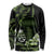 Green Hafa Adai Guam Long Sleeve Shirt Chamorro Latte Stone Hand With Plumeria