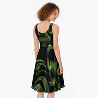 Green Hafa Adai Guam Midi Dress Chamorro Latte Stone Hand With Plumeria - Polynesian Pride