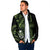 Green Hafa Adai Guam Padded Jacket Chamorro Latte Stone Hand With Plumeria - Polynesian Pride
