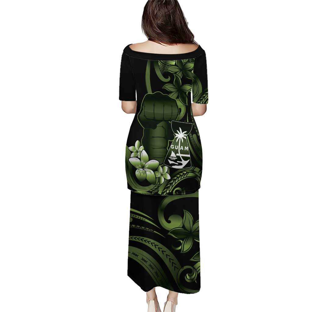 Green Hafa Adai Guam Puletasi Chamorro Latte Stone Hand With Plumeria