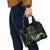 Green Hafa Adai Guam Shoulder Handbag Chamorro Latte Stone Hand With Plumeria