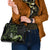 Green Hafa Adai Guam Shoulder Handbag Chamorro Latte Stone Hand With Plumeria