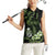 Green Hafa Adai Guam Women Sleeveless Polo Shirt Chamorro Latte Stone Hand With Plumeria