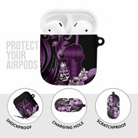 Purple Hafa Adai Guam AirPods Case Chamorro Latte Stone Hand With Plumeria - Polynesian Pride