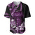 Purple Hafa Adai Guam Baseball Jersey Chamorro Latte Stone Hand With Plumeria