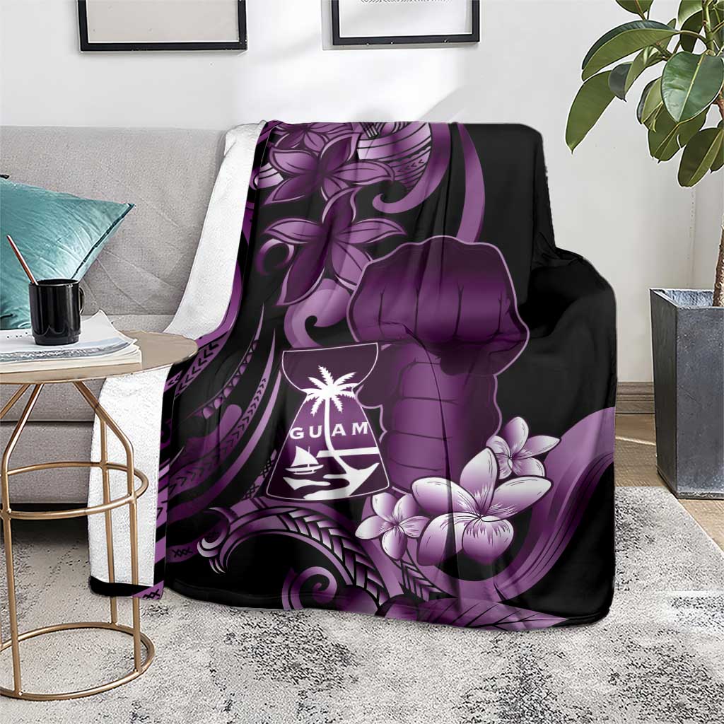 Purple Hafa Adai Guam Blanket Chamorro Latte Stone Hand With Plumeria