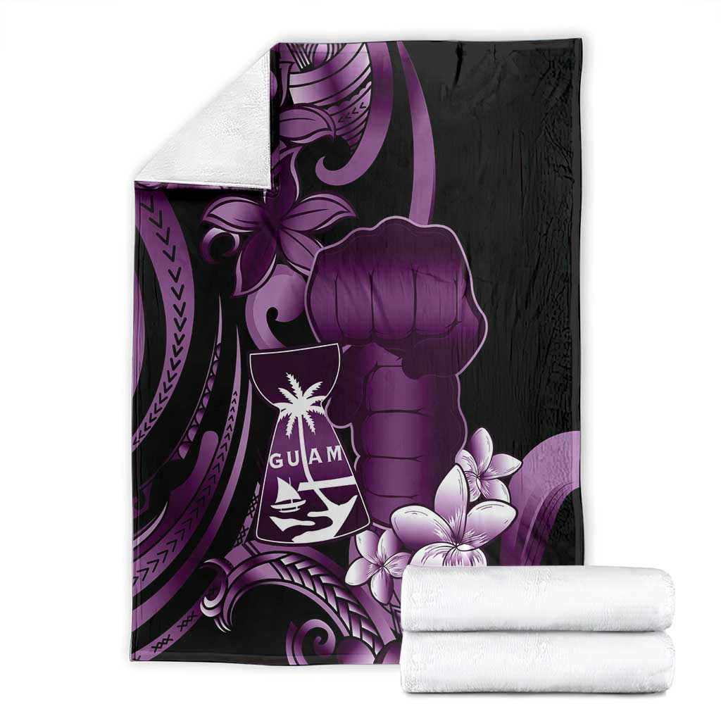 Purple Hafa Adai Guam Blanket Chamorro Latte Stone Hand With Plumeria