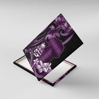 Purple Hafa Adai Guam Canvas Wall Art Chamorro Latte Stone Hand With Plumeria