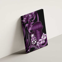 Purple Hafa Adai Guam Canvas Wall Art Chamorro Latte Stone Hand With Plumeria