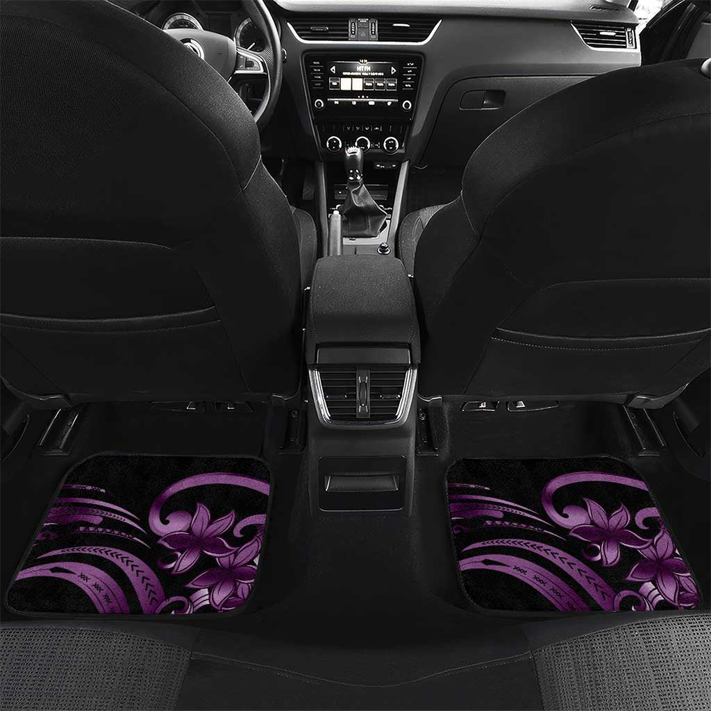 Purple Hafa Adai Guam Car Mats Chamorro Latte Stone Hand With Plumeria