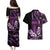 Purple Hafa Adai Guam Couples Matching Puletasi and Hawaiian Shirt Chamorro Latte Stone Hand With Plumeria