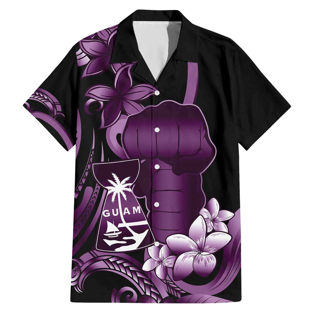 Purple Hafa Adai Guam Family Matching Mermaid Dress and Hawaiian Shirt Chamorro Latte Stone Hand With Plumeria