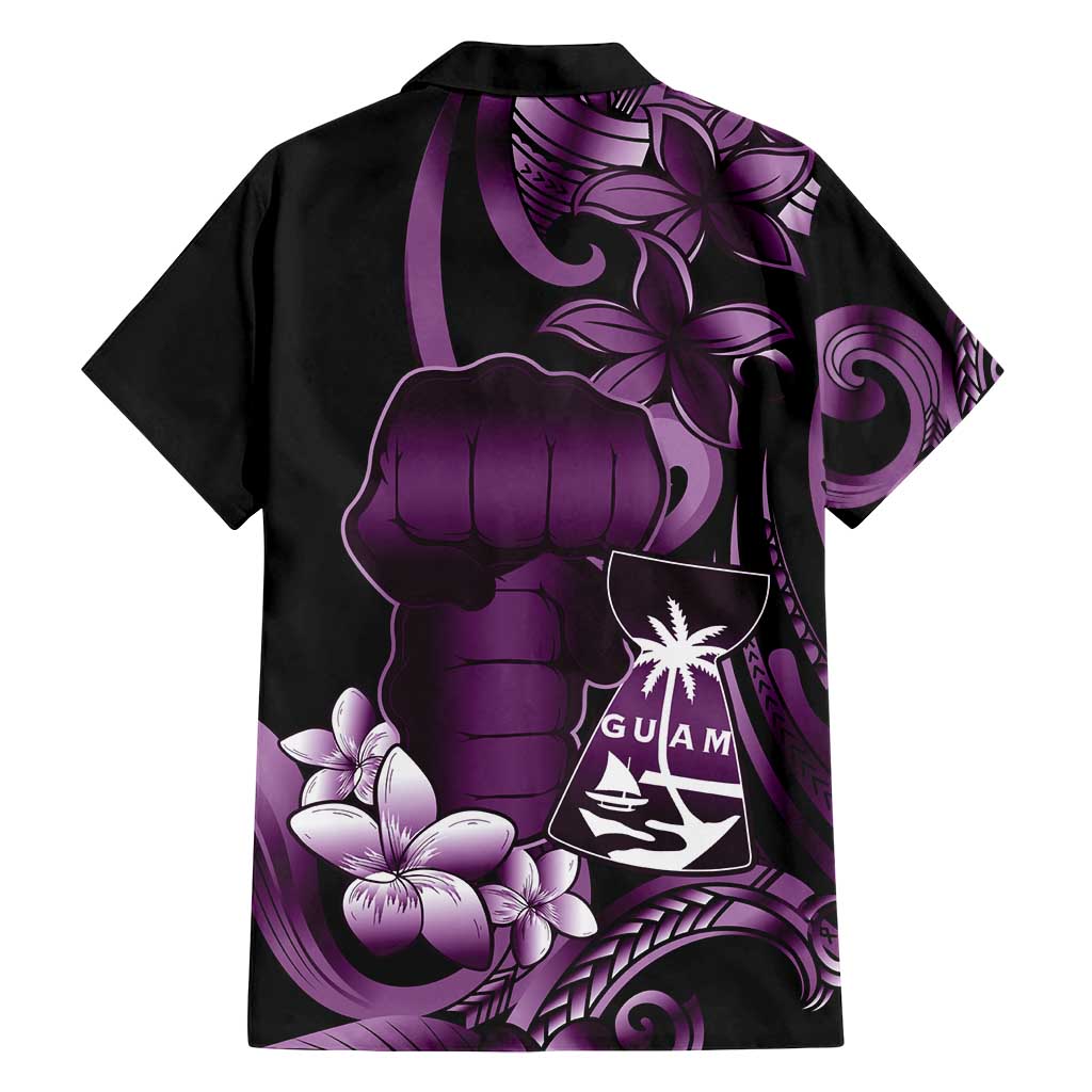 Purple Hafa Adai Guam Family Matching Off Shoulder Maxi Dress and Hawaiian Shirt Chamorro Latte Stone Hand With Plumeria