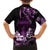 Purple Hafa Adai Guam Family Matching Puletasi and Hawaiian Shirt Chamorro Latte Stone Hand With Plumeria