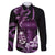 Purple Hafa Adai Guam Family Matching Puletasi and Hawaiian Shirt Chamorro Latte Stone Hand With Plumeria
