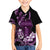 Purple Hafa Adai Guam Family Matching Short Sleeve Bodycon Dress and Hawaiian Shirt Chamorro Latte Stone Hand With Plumeria