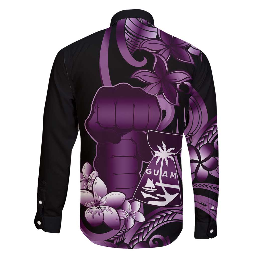 Purple Hafa Adai Guam Family Matching Tank Maxi Dress and Hawaiian Shirt Chamorro Latte Stone Hand With Plumeria