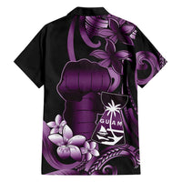 Purple Hafa Adai Guam Hawaiian Shirt Chamorro Latte Stone Hand With Plumeria LT14 - Polynesian Pride