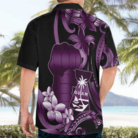 Purple Hafa Adai Guam Hawaiian Shirt Chamorro Latte Stone Hand With Plumeria LT14 - Polynesian Pride