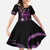 Purple Hafa Adai Guam Kid Short Sleeve Dress Chamorro Latte Stone Hand With Plumeria