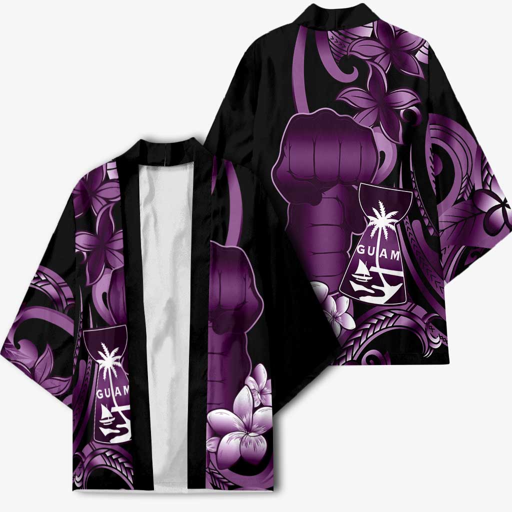 Purple Hafa Adai Guam Kimono Chamorro Latte Stone Hand With Plumeria - Polynesian Pride