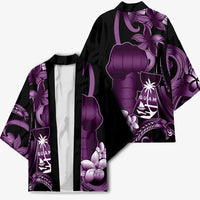 Purple Hafa Adai Guam Kimono Chamorro Latte Stone Hand With Plumeria - Polynesian Pride