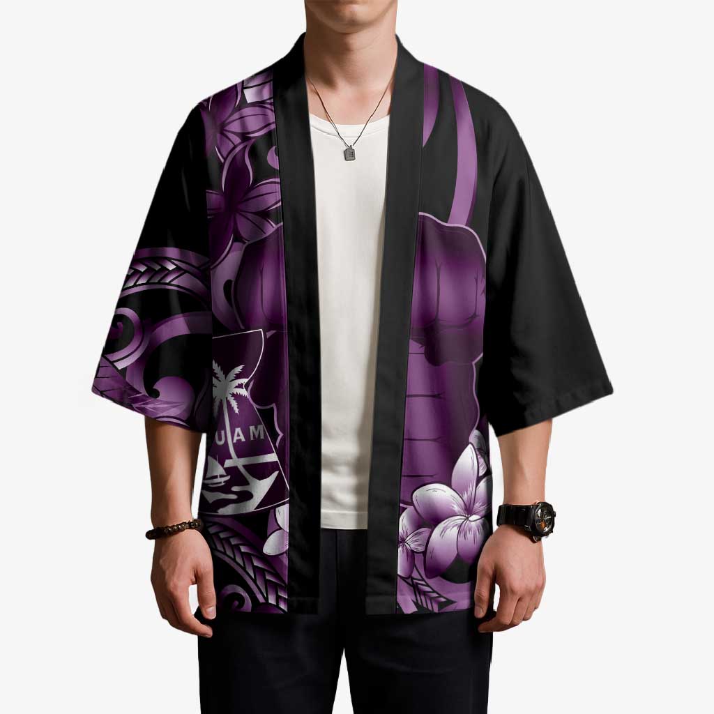 Purple Hafa Adai Guam Kimono Chamorro Latte Stone Hand With Plumeria - Polynesian Pride