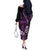 Purple Hafa Adai Guam Off The Shoulder Long Sleeve Dress Chamorro Latte Stone Hand With Plumeria