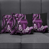 Purple Hafa Adai Guam Pillow Cover Chamorro Latte Stone Hand With Plumeria - Polynesian Pride
