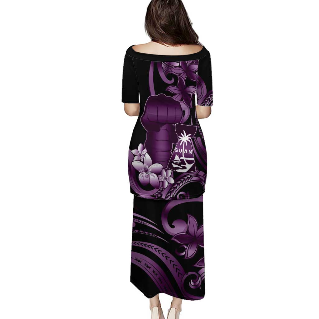 Purple Hafa Adai Guam Puletasi Chamorro Latte Stone Hand With Plumeria