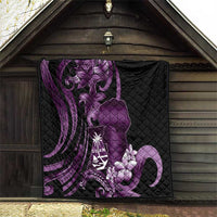 Purple Hafa Adai Guam Quilt Chamorro Latte Stone Hand With Plumeria