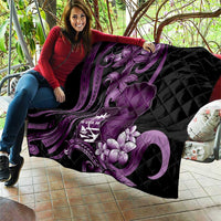 Purple Hafa Adai Guam Quilt Chamorro Latte Stone Hand With Plumeria