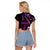 Purple Hafa Adai Guam Raglan Cropped T Shirt Chamorro Latte Stone Hand With Plumeria