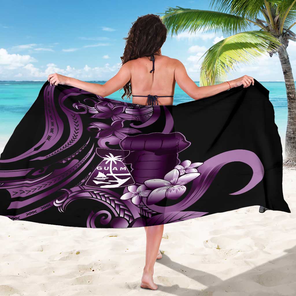 Purple Hafa Adai Guam Sarong Chamorro Latte Stone Hand With Plumeria