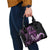 Purple Hafa Adai Guam Shoulder Handbag Chamorro Latte Stone Hand With Plumeria