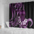 Purple Hafa Adai Guam Shower Curtain Chamorro Latte Stone Hand With Plumeria