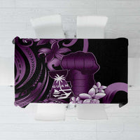 Purple Hafa Adai Guam Tablecloth Chamorro Latte Stone Hand With Plumeria