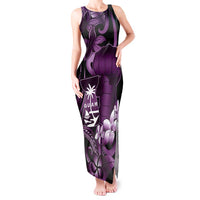 Purple Hafa Adai Guam Tank Maxi Dress Chamorro Latte Stone Hand With Plumeria