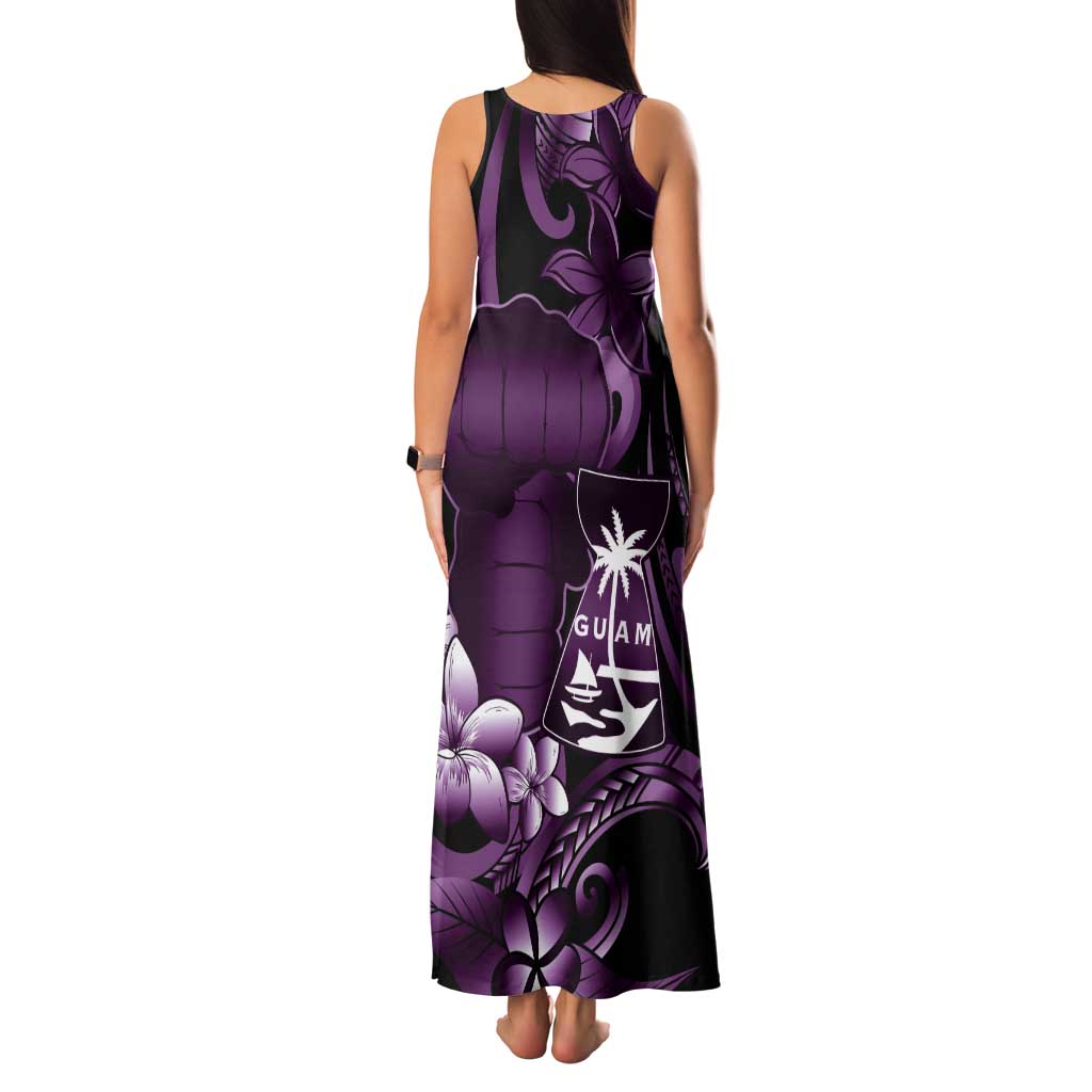 Purple Hafa Adai Guam Tank Maxi Dress Chamorro Latte Stone Hand With Plumeria