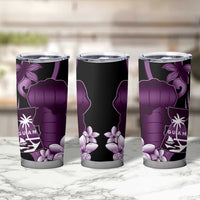 Purple Hafa Adai Guam Tumbler Cup Chamorro Latte Stone Hand With Plumeria