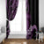 Purple Hafa Adai Guam Window Curtain Chamorro Latte Stone Hand With Plumeria