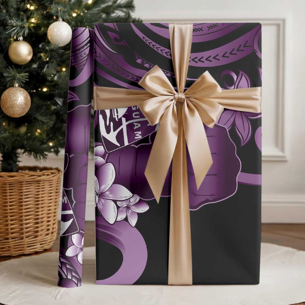 Purple Hafa Adai Guam Wrapping Paper Chamorro Latte Stone Hand With Plumeria - Polynesian Pride