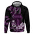 Purple Hafa Adai Guam Zip Hoodie Chamorro Latte Stone Hand With Plumeria