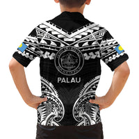 Palau Constitution Day Kid Hawaiian Shirt Belau Seal With Polynesian Pattern - Black