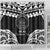 Palau Constitution Day Shower Curtain Belau Seal With Polynesian Pattern - Black