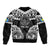 Palau Constitution Day Sleeve Zip Bomber Jacket Belau Seal With Polynesian Pattern - Black