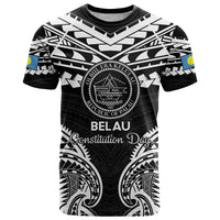 Palau Constitution Day T Shirt Belau Seal With Polynesian Pattern - Black