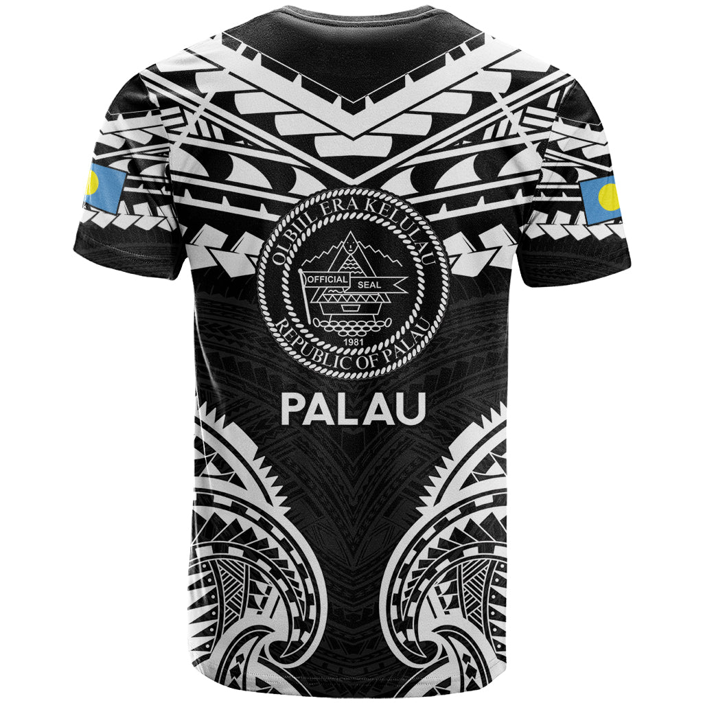 Palau Constitution Day T Shirt Belau Seal With Polynesian Pattern - Black