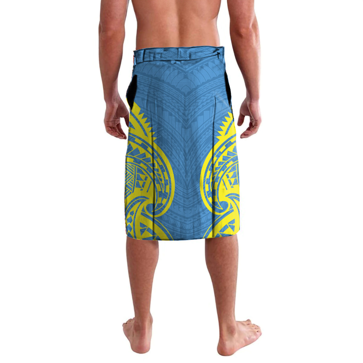 Palau Constitution Day Lavalava Belau Seal With Frangipani Polynesian Pattern - Blue