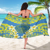 Palau Constitution Day Sarong Belau Seal With Frangipani Polynesian Pattern - Blue
